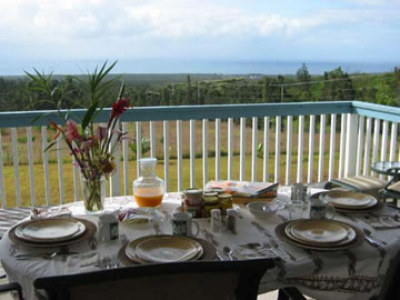 Breakfast on the Upper Lanai viewing the Ocean